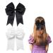 2 Pack 6 inch Bow Hair Clips Large Hair Bow Hair Barrette Clips for Women Girls Black Hair Bows(Black White)