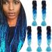 SEGO 5 Packs 24" Braid Hair Extensions Crochet Afro Synthetic Hair Braiding Hair Braiding Black & Dark Blue & Light Blue-1