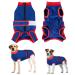 Eyein Dogebody after op breathable soft one-piece for dogs with zipper and belt to protect wounds e-neck band Alternative for pets (red blue XXL) XXL red-blue