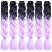 LDMY JUMBO BRAIDING HAIR Extension 6PCs/Pack Ombre Braids Extensions Black to Light Purple Color 24inch Jumbo Braids Kanecalon Synthetic Hair for Women/PC 43