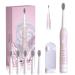 Sonic Electric Toothbrush for Man and Women  Rechargeable Smart Toothbrush for Teenagers Couples  Toothbrush for Lovers with 30s Reminder  2 Mins Timer  6 Modes  6 Brush Heads 40000VPM  with Holder Pink 8950+ 6 Heads+ Ho...