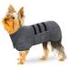 BasVII dog bemper made of microfiber bathrobe dog extra absorbent and quick drying with a Velcro fastener and adjustable shrink tape for large medium and small dogs S gray-S