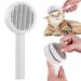 Pet brush self-cleaning brush to remove matters and loose hair pet brush with unlocking button hair loss brush for long and short-haired cats (white)
