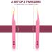 Precision Eyelash Extension Tweezers Set - Straight & Curved | 14cm Pink - 2 Pieces - Buy Online on GoSupps.com