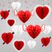KatchOn Valentines Day Hanging Hearts - Pack of 9 | Valentine Honeycomb Hearts for Valentines Day Decorations | Red Paper Hearts for Valentine Hearts Decorations | Valentines Day Party Decorations