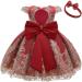 Myrisam Baby Girl Embroidered Birthday Christening Dress | Backless Wedding Party Baptism Gown w/ Headwear | 0-3 Months | Deep Red - Buy Online on GoSupps.com