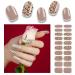 Foyute Semi Cured Gel Nail Strips 20 Pcs Soft Self-Adhesive Gel Nail Polish Wraps Sticker for Salon-Quality Manicure Set Long Lasting Easy to Apply & Remove Nail File & Wooden Stick (Leopard brown)