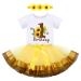 FYMNSI Baby Girl 1st Birthday Outfit Flower Printed Cotton Short Sleeve Romper Tutu Tulle Skirt Crown Headband 3pcs Set 1 Year Yellow