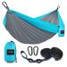 Kootek Camping Hammock Double & Single Portable Hammocks Camping Accessories for Outdoor, Indoor, Backpacking, Travel, Beach, Backyard, Patio, Hiking Grey & Sky Blue Large