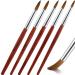 5 Pieces Kolinsky Acrylic Nail Brush Wooden Handle Acrylic Powder Nail Brush Oval Crimped Sturdy Wood Nail Brush Round Nail Pedicure Painting Brush for acrylic application, Size 6 8 10 12 14 (Red)