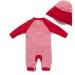 Bonverano Baby Girls UPF 50+ UV Protection Sunsuit with Sun Cap - Red Stripe, 6-9 Months - Buy Online on GoSupps.com