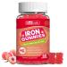 Iron Supplement Gummies for Women & Men - Iron Gummies with Folate Vitamin C B12 B6 Zinc Peach Flavor Vegan 60 Gummies