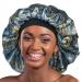 Alnorm Extra Large Sleep Cap for Curly Hair Sleep Gift Navy Floral