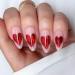 24 pieces Valentine's Day Almond Artificial Nails Medium wrong nails French nude red acrylic press on nails 12 sizes oval love heart artificial nails to stick on for women girls