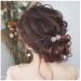 Yheakne Pearl Crystal Wedding Hair Pins Gold Flower Pearl Hairpins Barrette Vintage Hair Barrette Pins Decorative Bobby Pin Boho Hairclip Bride Hair Accessories for Women and Girls 2Pcs (With pearl)