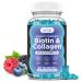 dilib Biotin and Collagen Gummies Supplements with Keratin Hair Growth Vitamins for Women & Men Hair Skin and Nails Gummies Marine Collagen Peptides-Mixed Berry Flavor 60 Gummies