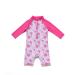 Bonverano Baby Girls UPF 50+ UV Protection One Pieces Sunsuit with Sun Cap(Pink 3-6Months) 3 Months Flowers Pink