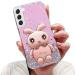 Tivenfezk nadoli for samsung galaxy s21 fe hare hidden stand shell caricature glitter rabbits stand soft silicone bling cell phone case transparent protective cover samsung galaxy s21 fe rosa