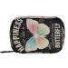Pfrewn Pill Organizer Case 7 Day Watercolor Butterfly Quote Splatters Vintage Travel Pill Box with Zipper Portable Small Weekly Vitamin Medicine Supplement Holder Pouch Bag