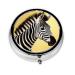 Black and White Zebra Portable Metal Pill Box Round Mini 3-Compartment Plastic Insert hinged Fastening Design Suitable for Small Pills Must-Have for Travel