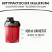 Protein Shaker 400 ml - Leakproof BPA Free Fitness Mug with Sieve & Scale for Creamy Whey Protein Shakes - Red & Black - Buy Online on GoSupps.com