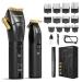 Professional Hair Clippers for Men- USB-C Rechargeable Barber Hair Trimmer & T-Blade Trimmer Combo with 5V-Boost Technology- Cordless Clippers- LED Display Black