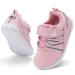 JOINFREE Baby Sneakers Toddler Shoes Soft Anti-Slip Sole Newborn First Walkers Infant Toddler Breathable Athletic Running Shoes 6-12 Months Pink
