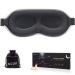 MZOO Luxury Sleep Mask for Back and Side Sleeper, 100% Block Out Light Sleeping Eye Mask for Women Men, Zero Eye Pressure 3D Contoured Night Blindfold, Breathable & Soft Eye Shade Cover Black Black (Silver Edge)
