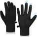 coskefy gloves men women light touchscreen gloves elastic running gloves slip-resistant bike gloves winter gloves liner gloves for camping hiking cycling climbing black-z05 l