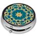 Quadrangle Pattern Round Pill Box - 3 Compartment Travel Organizer for Pills - Portable Travel Solution - Buy Online on GoSupps.com