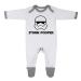 'Storm Pooper' New Born Baby Boy Girl Sleepsuit 100% Fine Combed Cotton 3-6 Months White/Grey Trim