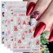 JMEOWIO 6 Sheets Christmas Nail Art Stickers Decals Self-Adhesive Winter Holiday Cute Red Nail Supplies Nail Art Design Decoration Accessories