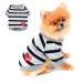 Paidful Striped dog shirt for small medium-sized dogs cat girls boys vest t-shirts with red heart breathable tank tops puppies chihuahua yorkie clothes pet summer go outdoors L: back: 40cm/15.5 " breast: 49cm/19"