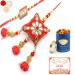 Ghasitaram Gifts Rakhis Online - Rakhi for Brother- Roses of Galore Bhaiya Bhabhi Rakhi with 100 GMS of Dryfruits Mix Can 200 GMS of Kaju katli Rakhi Set & 100g Dryfruits Mix Can 200g Kaju katli