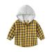 Toddler Boys Long Sleeve Winter Autumn Hoodie Shirt Tops Coat Outwear for Babys Clothes Plaid Yellow Black Sleeve Pack Yellow 2-3T