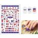 4th of July Patriotic Nail Stickers - 8 Sheets of America Flag Designer Decals for Acrylic Nails - Buy Online on GoSupps.com