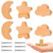Akone cabinet buttons wood 6 pieces of furniture buttons children stars moon clouds wooden buttons knob for cupboard drawer buttons natural decoration furniture button for chest of drawers children