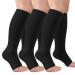 3 Pack Copper Compression Socks for Women & Men 20-30mmHg Open Toe Knee High Stockings for Circulation Support A01-3 Pack Black 3X-Large