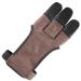 longbowmaker Traditional Shooting Gloves 3 Finger Leather Archery Gloves Finger Protection AG31 L Brown