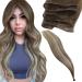 LAAVOO VIRGIN Extensions Real Hair Try Balayage Brown Real Hair Extensions Tress Sew 45cm Tress Extension Real Hair Inject Light Brown Ombre Platinblond 25g #7/7/ICY 45cm Virgin-25g 1.26 #7/7/ICY
