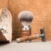 M HLE Rocca Shaving Set - Silvertip Fibre Brush & Safety Razor - Stainless Steel & Birch Bark - Vegan Friendly - Buy Online on GoSupps.com