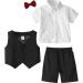 Mint Green Baby Boys Gentleman Suit Set | Shirt, Bowtie, Waistcoat & Shorts | Size 3-4 Years | Black - Buy Online on GoSupps.com