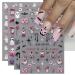 5D Halloween Nail Stickers 4 Sheets 5D Self-Adhesive Embossed Pink Nail Decal Pumpkin Ghost Nail Art Decoration Design Supplies