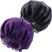 NIXISWAG 2PCS Silk Bonnet Sleep Cap for Curly Hair-Silk Hair Wrap for Sleeping-Bonnet for Women-Satin Bonnet and Hair Cap-Bonnets-Stylish Hair Bonnet with Elastic Band 1-Purple & 1-Black