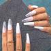 Shop Bohen Long Coffin False Fingernails - White Star Ballerina Glossy Acrylic Press-On Nail Tips (24pcs) for Women & Girls - Buy Online on GoSupps.com