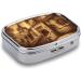 Vintage Medieval Castle Pill Box - 2 Compartment Decorative Metal Organizer for Travel & Purse | Portable Medicine Case - Buy Online on GoSupps.com