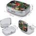 Pill Box with Tropical Plant Flowers Print - 2 Compartment Decorative Metal Pill Organizer for Pocket & Purse | International Shipping - Buy Online on GoSupps.com