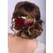 Kercisbeauty Red Rose Burgundy Hair Comb for Brides Wedding Bridal Vintage Headband Burgundy Floral Comb Festival Headpiece Women Girls Party
