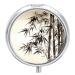 Round Pill Box Bamboo Tree Image Chinese Calligraphy Print 3 Compartment Medicine Pill Case Print Pill Organizer Decorative Metal Portable Pill Box Pocket Pill Box Style