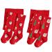 Silkglory Christmas Baby Girl Tights 2PCS Tights for Girls With Christmas Element Print Pattern Decorations Leggings Stockings Cotton Pantyhose for Newborn Infant Toddler Red 2-12 Years 7-9 Years Red